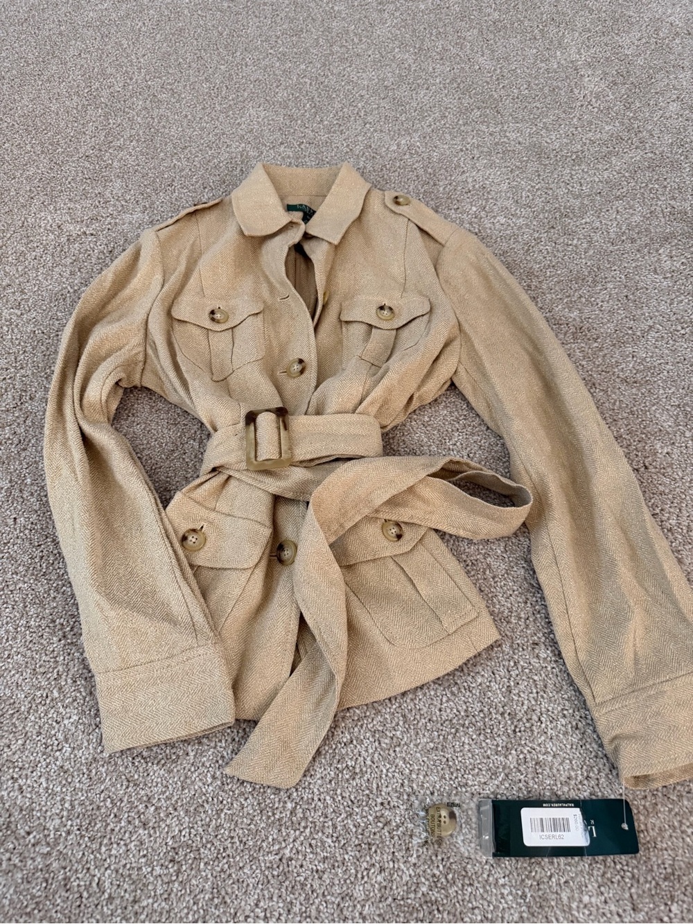LAUREN RALPH LAUREN Polo Casablanca NWT Shimmer Gold Flecks Peacoat Jacket 12P